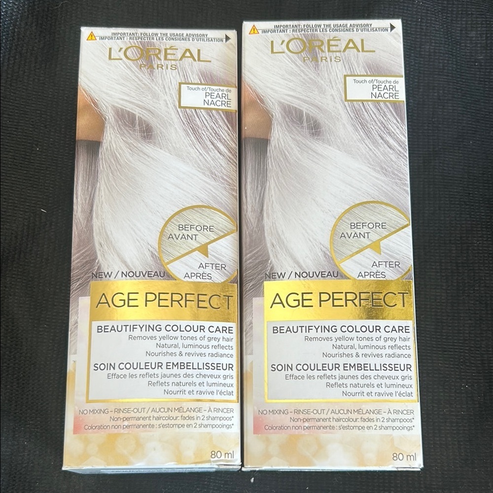 NEW Sealed bundle of TWO L'Oreal Age Perfect Beautifying Colour Care - Pearl